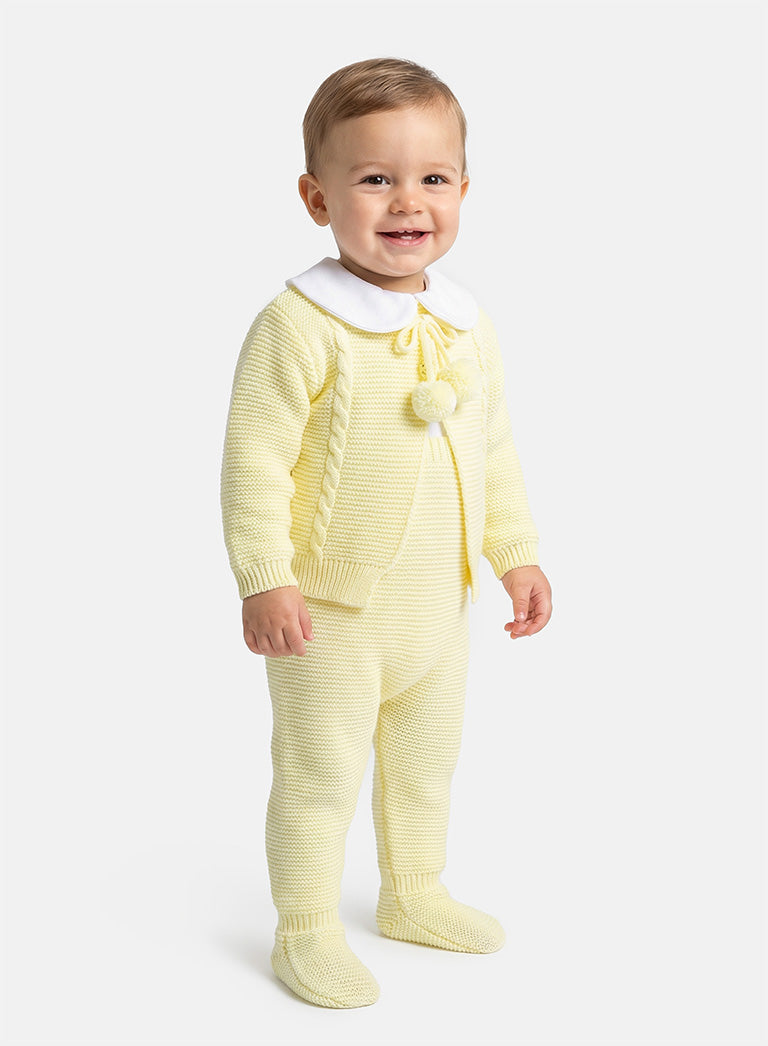 Boy Zian Collection 3-Piece Knitted Set Baby & Toddler - Lemon Yellow