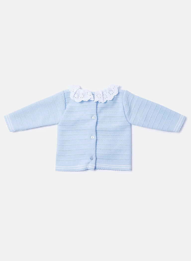Baby Girl Aria Collection 3-piece Spanish Knitted Set - Baby Blue