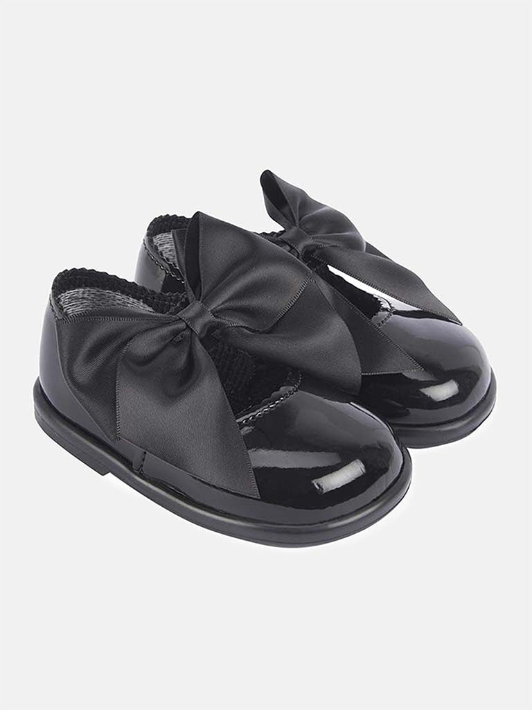 Baypods Girls Big Bow Hard Soled Shoes - Black