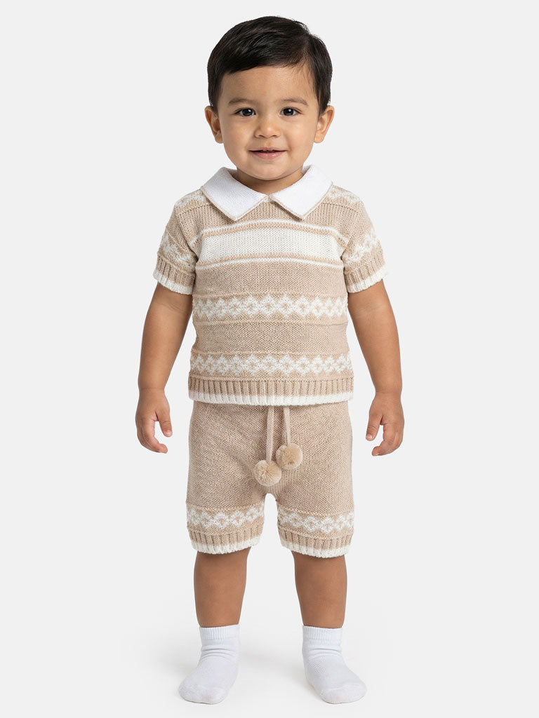 Baby Boy Pedro Collection 2-piece Spanish Knitted Set - Beige