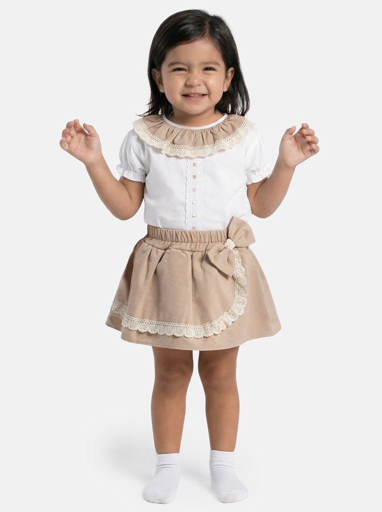 Baby Girl Theresa Collection 3-piece Spanish Romper Set - Tan