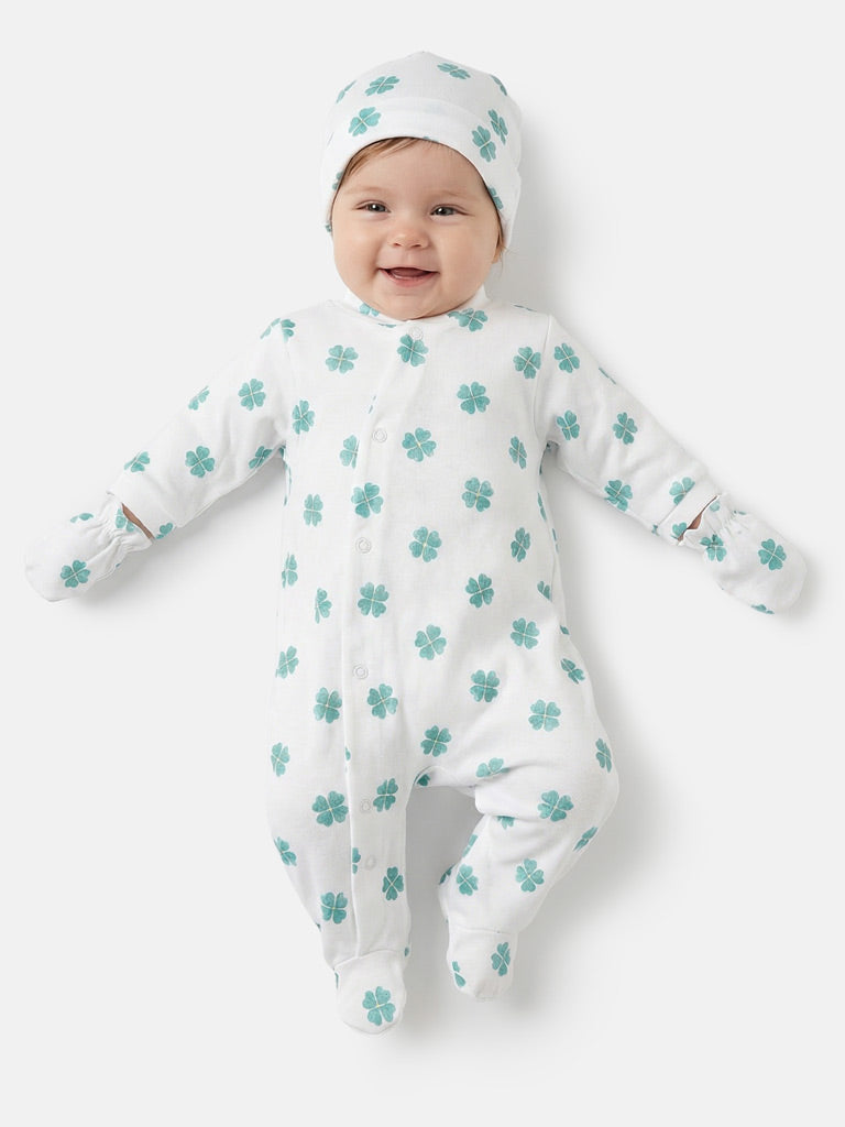 Baby Grow Lucky Clover Collection 3-Piece Set - Limited Edition - White & Green