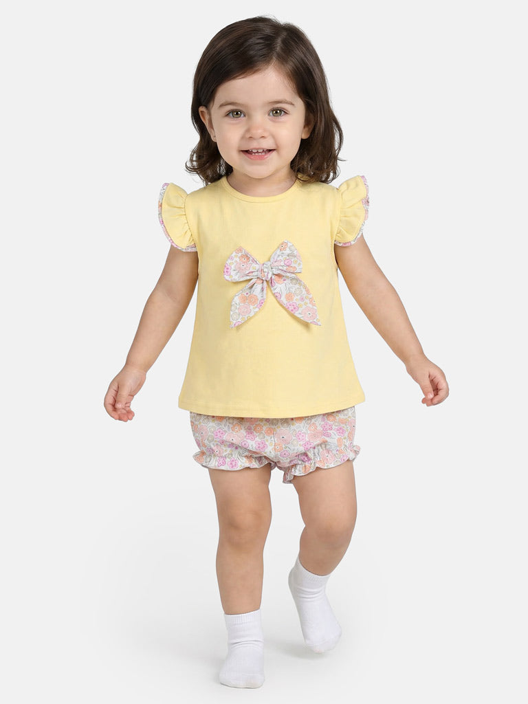 Baby Girl Elena Collection Spanish Romper 2-Piece Set - Lemon Yellow