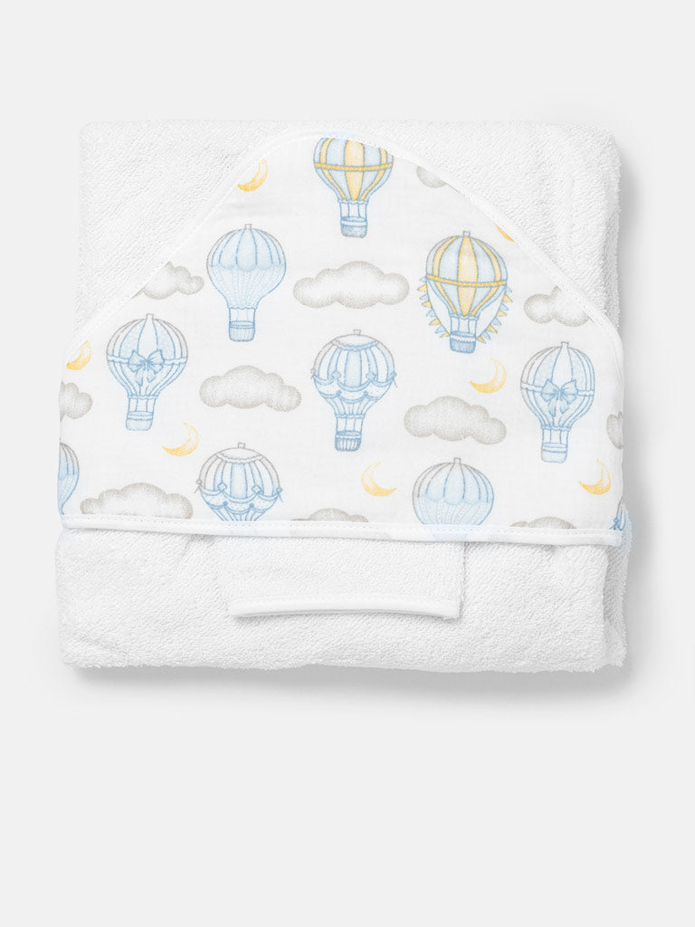 Baby Hot Air Balloon Collection Towel Set with Washcloth - Baby Blue