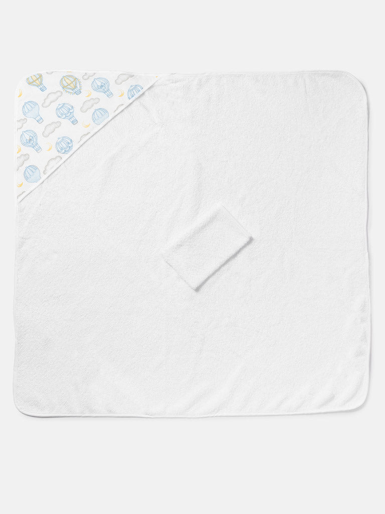 Baby Hot Air Balloon Collection Towel Set with Washcloth - Baby Blue