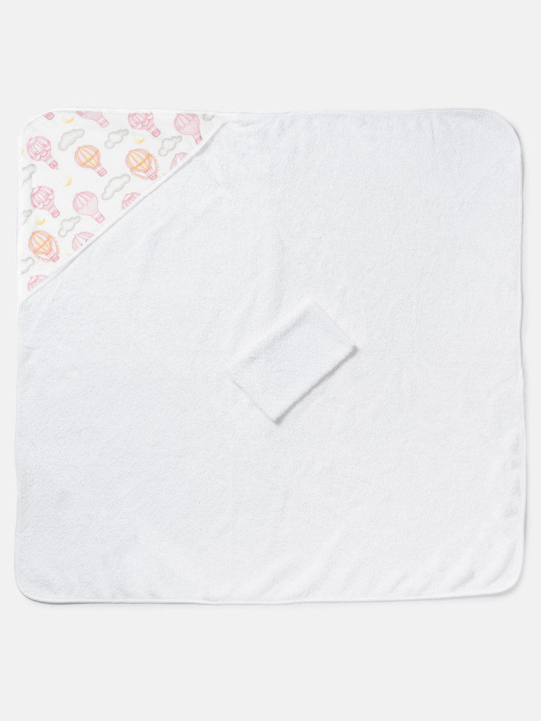 Baby Hot Air Balloon Collection Towel Set with Washcloth - Baby Pink
