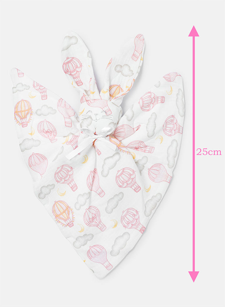 Baby Hot Air Balloon Collection Bunny Comforter - Baby Pink