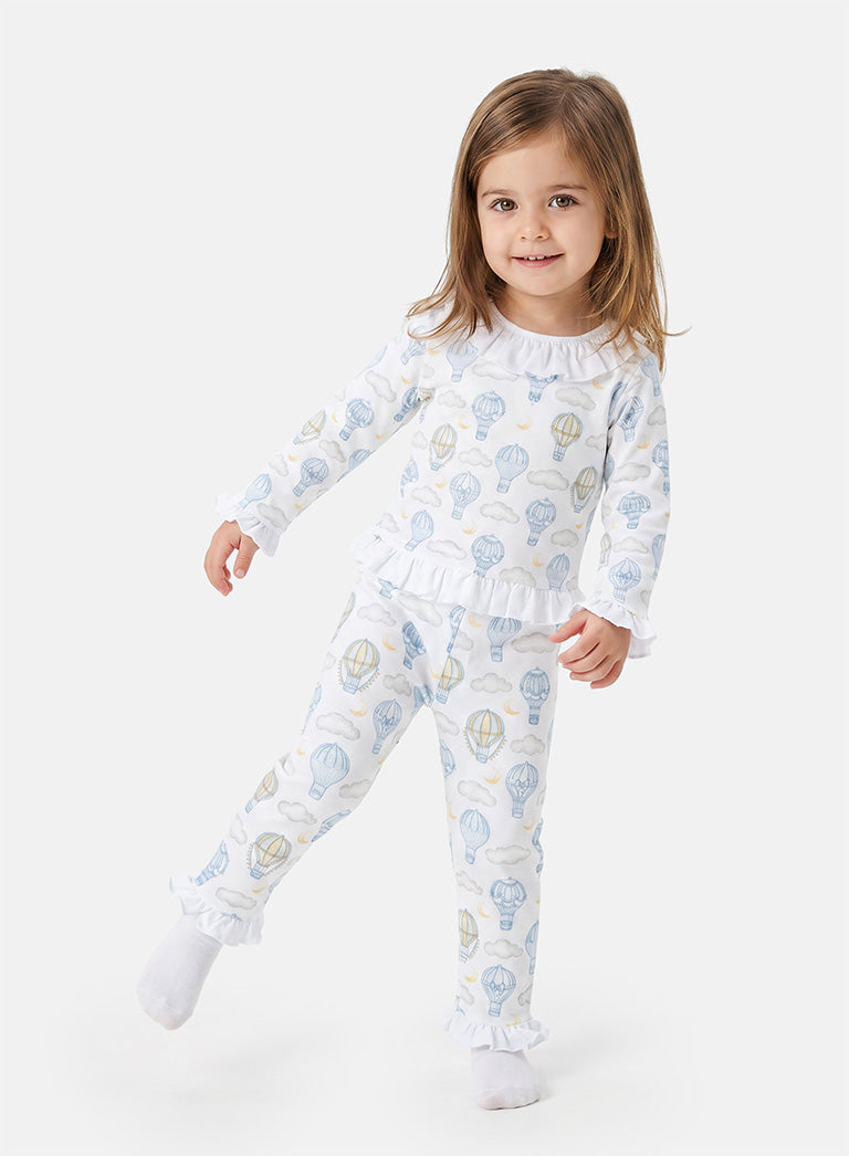 Girl Hot Air Balloon Collection 2-Piece Pyjama Set - Baby Blue