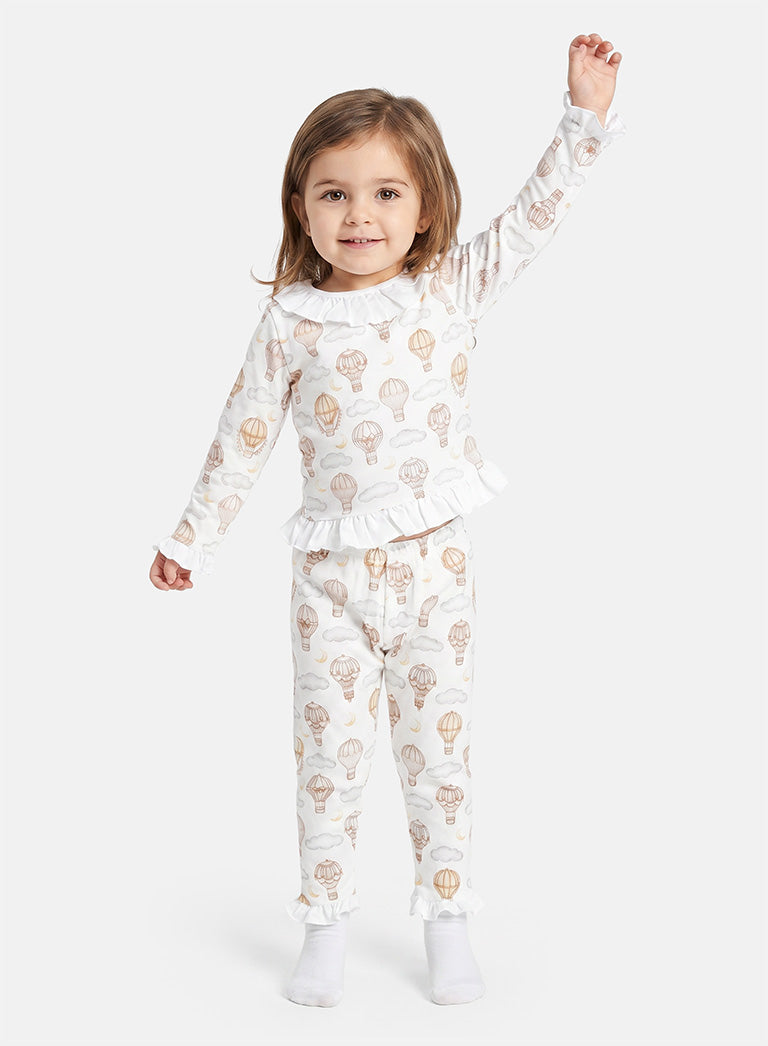 Girl Hot Air Balloon Collection 2-Piece Pyjama Set - Beige