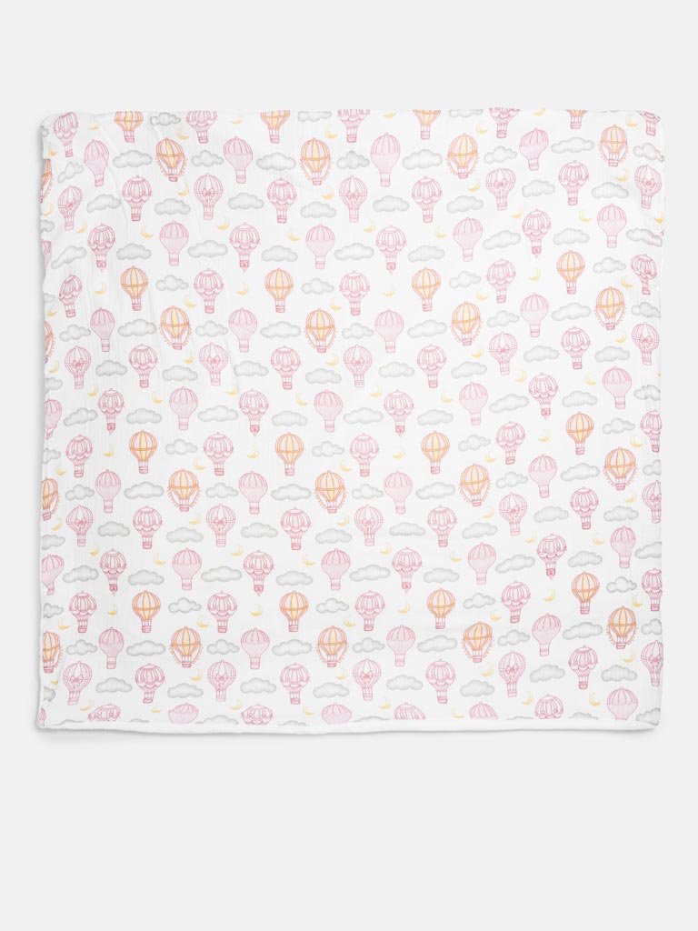 Baby Hot Air Balloon Collection Blanket - Baby Pink