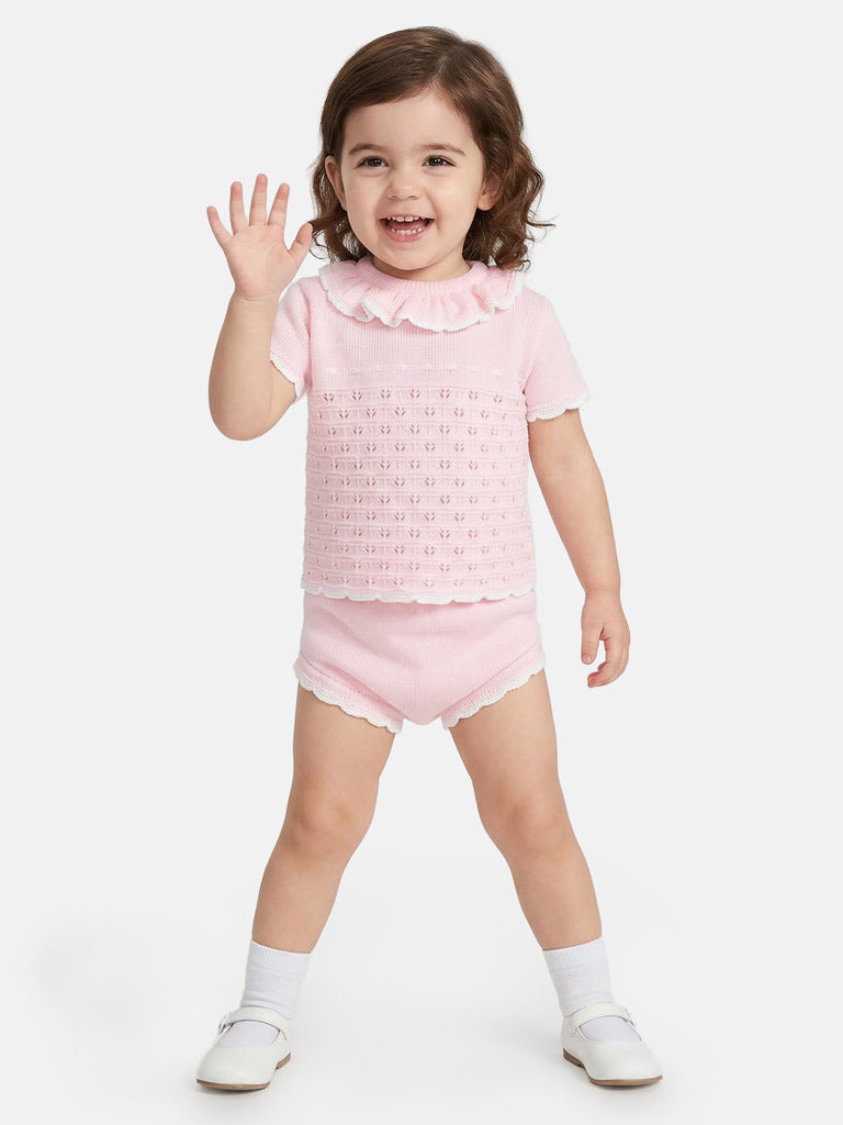 Baby Girl Sia 2-piece Spanish Knitted Set - Baby Pink