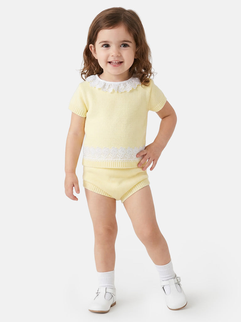 Baby Girl Soraia 2-piece Spanish Knitted Set - Lemon Yellow