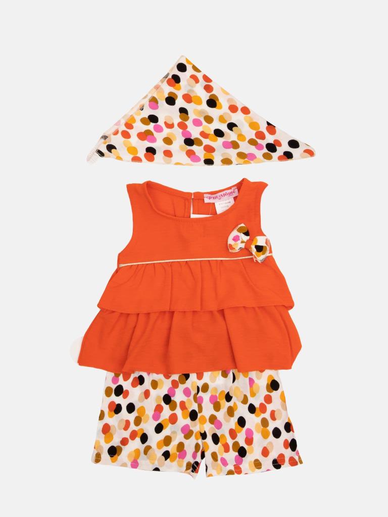 Baby Girl Marie French Collection 3-Piece Summer Set-Orange Polka Dot