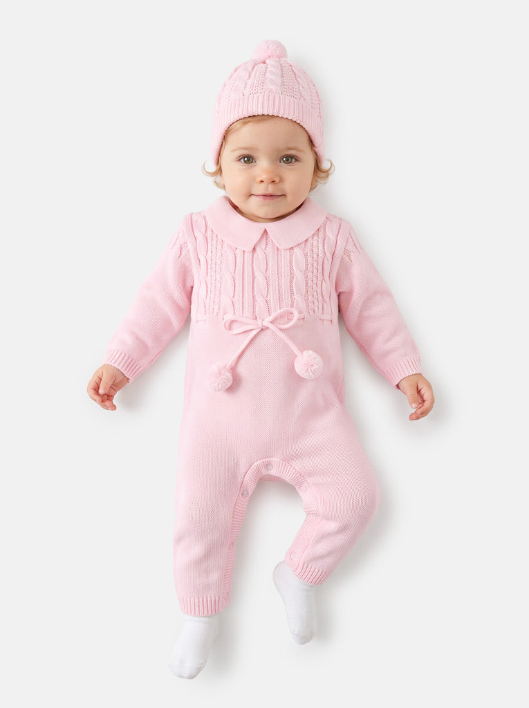 Baby Sami Collection Knitted All-in-one Set with Hat - Baby Pink