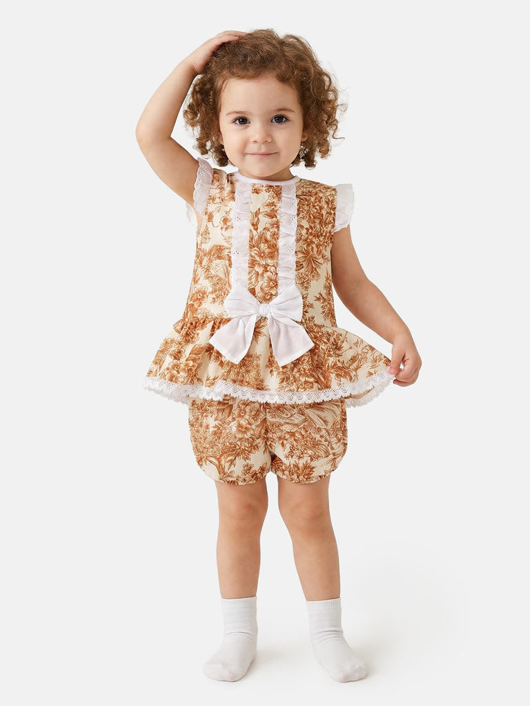 Baby Girl Isadora Collection 2-Piece Romper Set - Dusty Orange