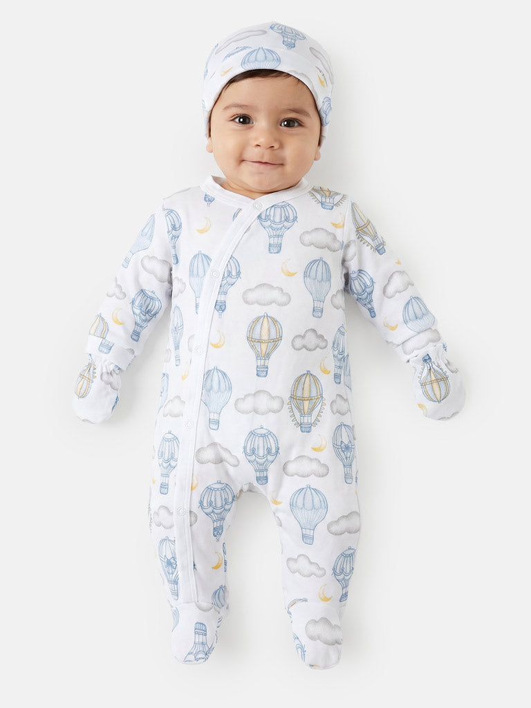 Baby All-In-One 5-Piece Set Hot Air Balloon Collection - Baby Blue