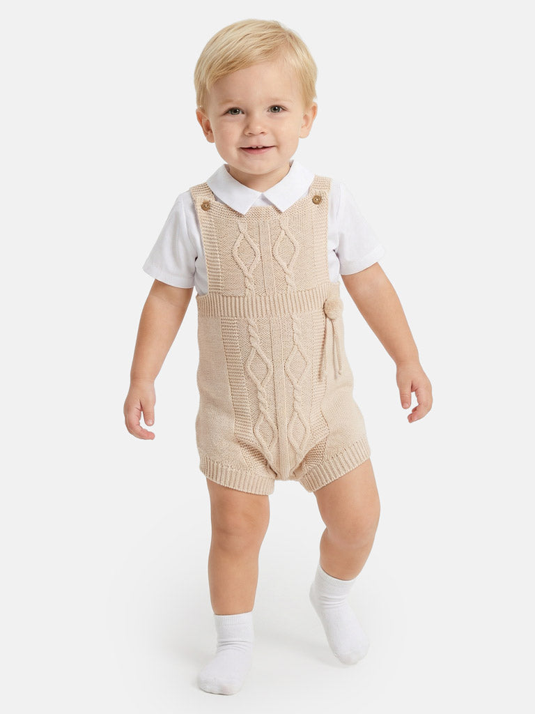 Baby Boy Javi Collection 2-piece Pom-pom Knitted Set - Beige