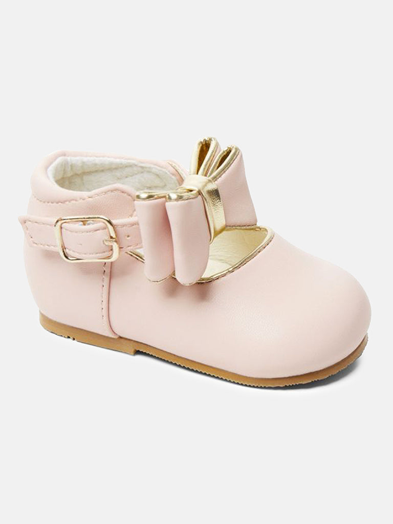 Baby Girl Buckle Strap Big Bow Shoes Sky Collection - Pink