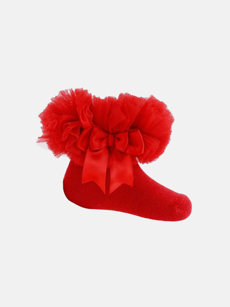 Baby Girl Tutu Frilly Ankle Socks-Red