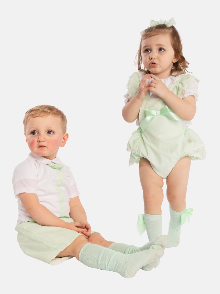 Baby Boy/Girl Daisy Spanish Romper Bundle - Mint Green