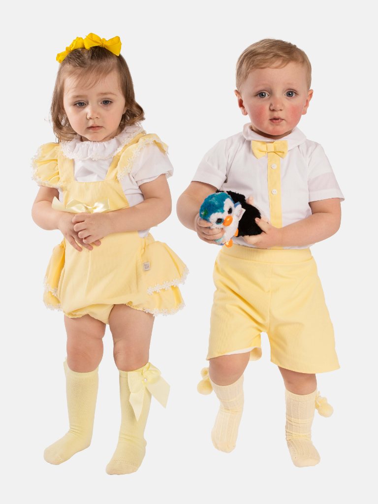 Baby Boy/Girl Daisy Spanish Romper Bundle- Lemon Yellow