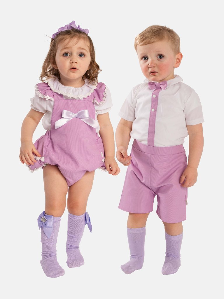 Baby Girl/Boy Daisy Spanish Romper Bundle - Lilac Purple