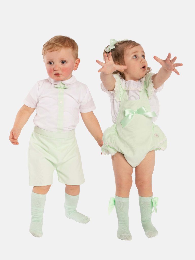 Baby Boy/Girl Daisy Spanish Romper Bundle- Mint Green