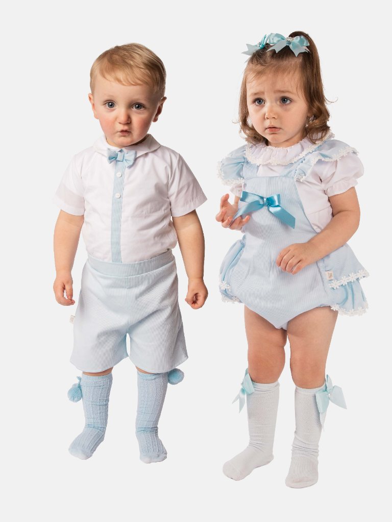 Baby Girl/Boy Daisy Spanish Romper Bundle- Baby Blue