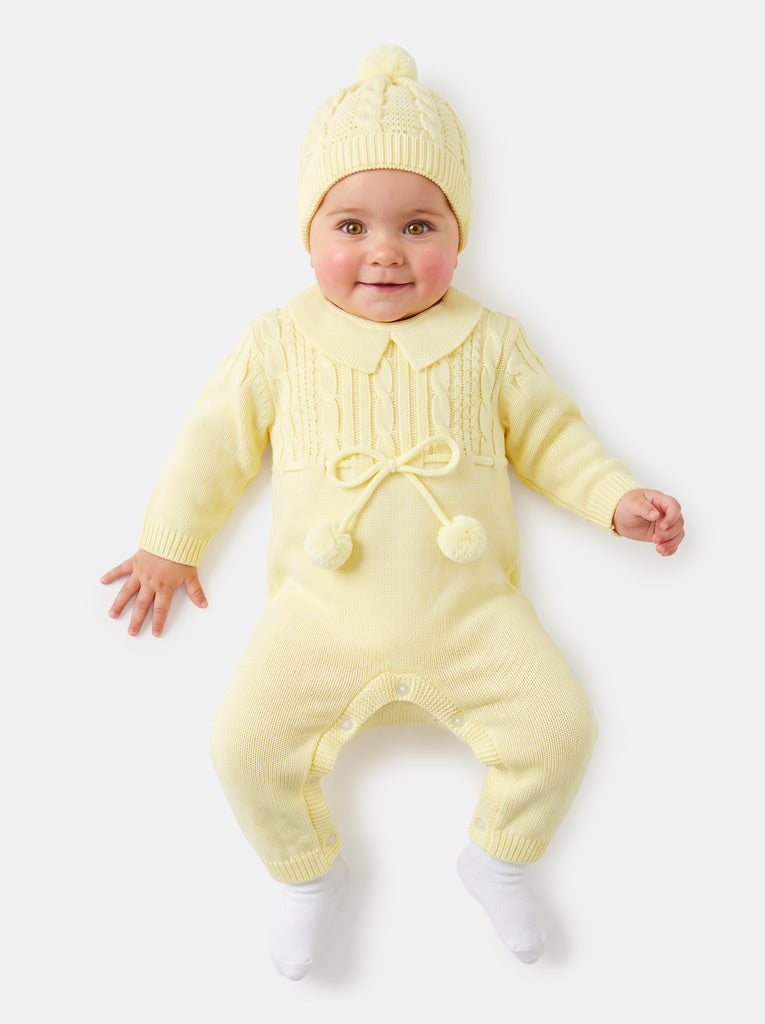 Baby Sami Collection Knitted All-in-one with Hat - Lemon Yellow