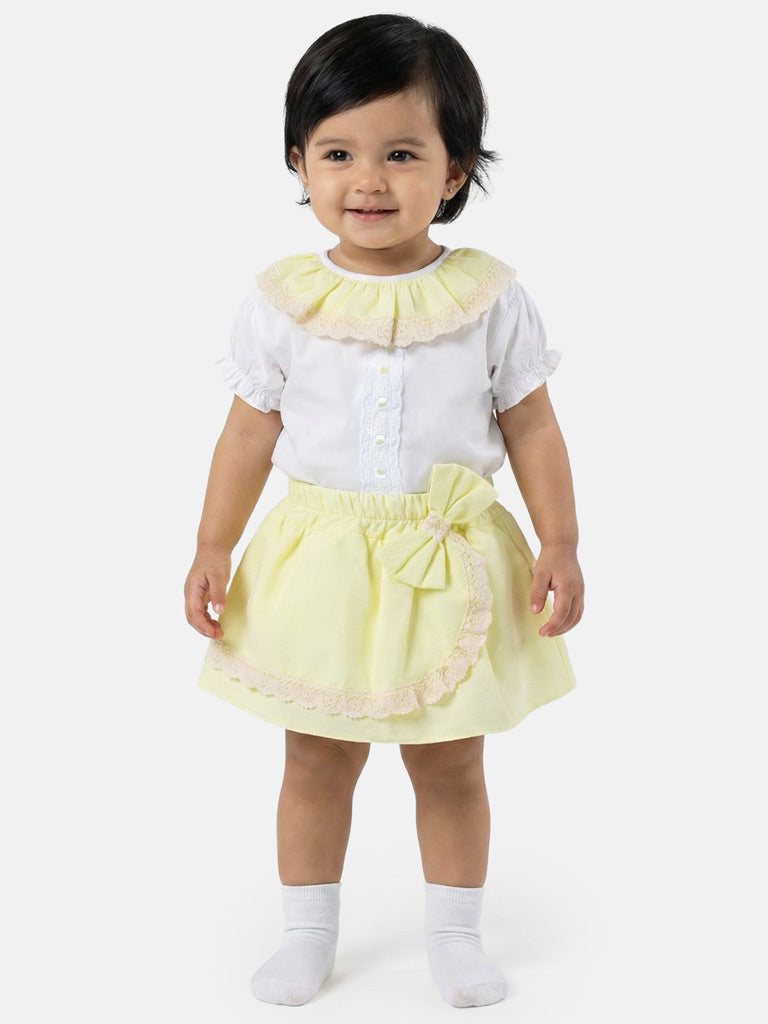 Baby Girl Theresa Collection 3-piece Spanish Romper Set - Lemon Yellow