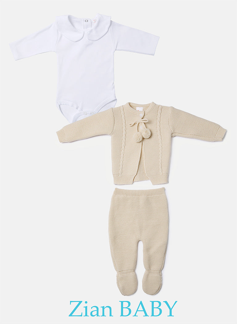 Boy Zian Collection 3-Piece Knitted Set Baby & Toddler - Beige