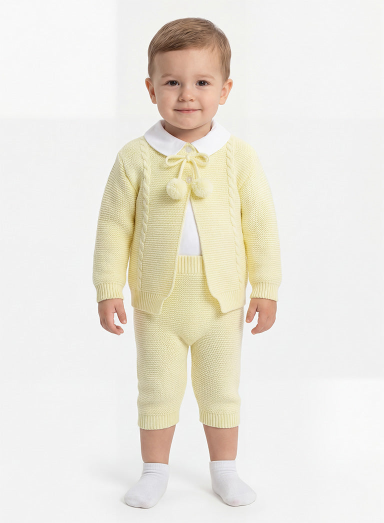 Boy Zian Collection 3-Piece Knitted Set Baby & Toddler - Lemon Yellow
