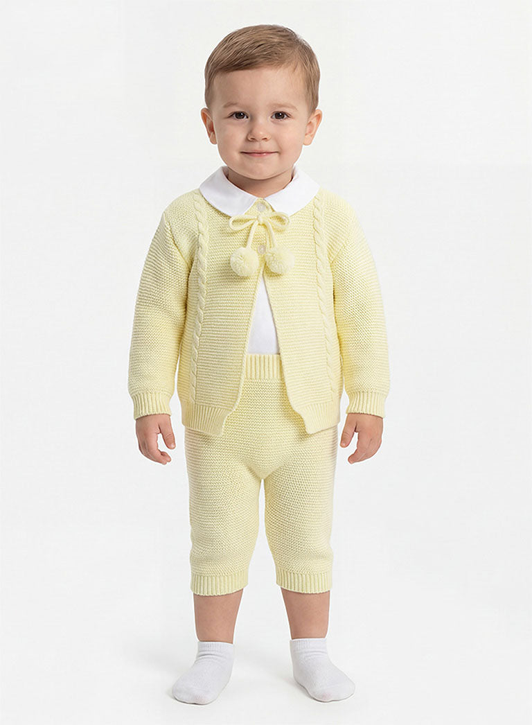 Boy Zian Collection 3-Piece Knitted Set Baby & Toddler - Lemon Yellow