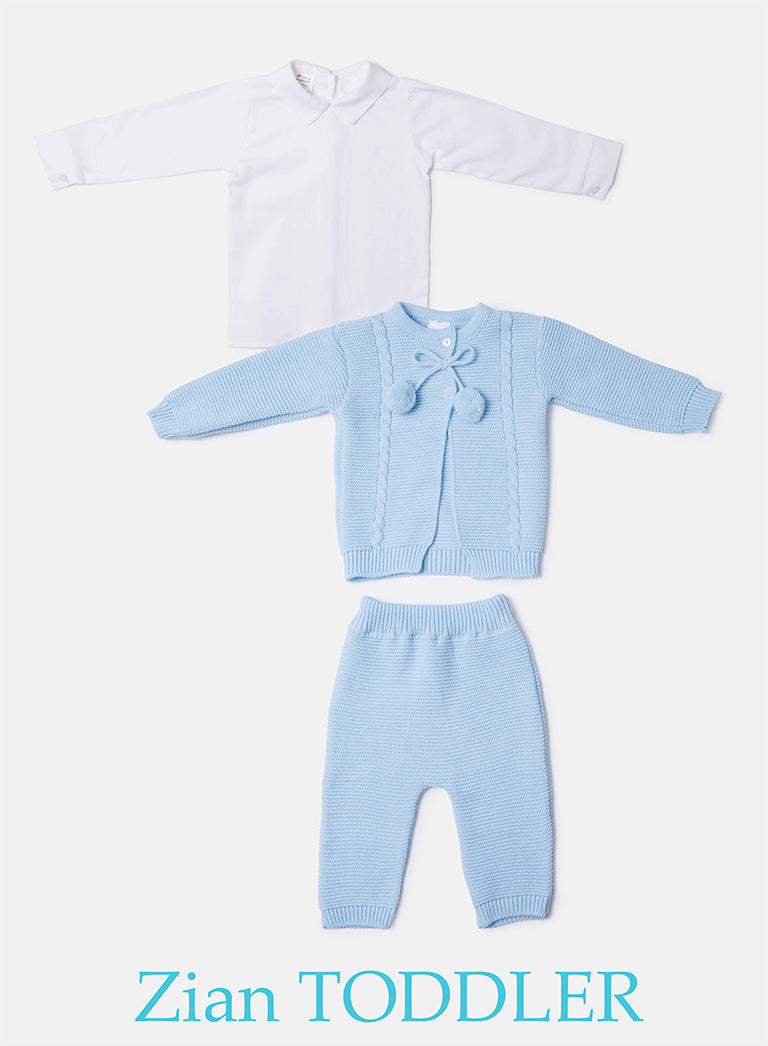 Boy Zian Collection 3-Piece Knitted Set Baby & Toddler - Baby Blue