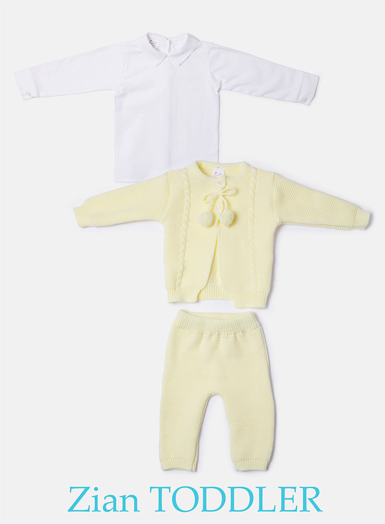 Boy Zian Collection 3-Piece Knitted Set Baby & Toddler - Lemon Yellow