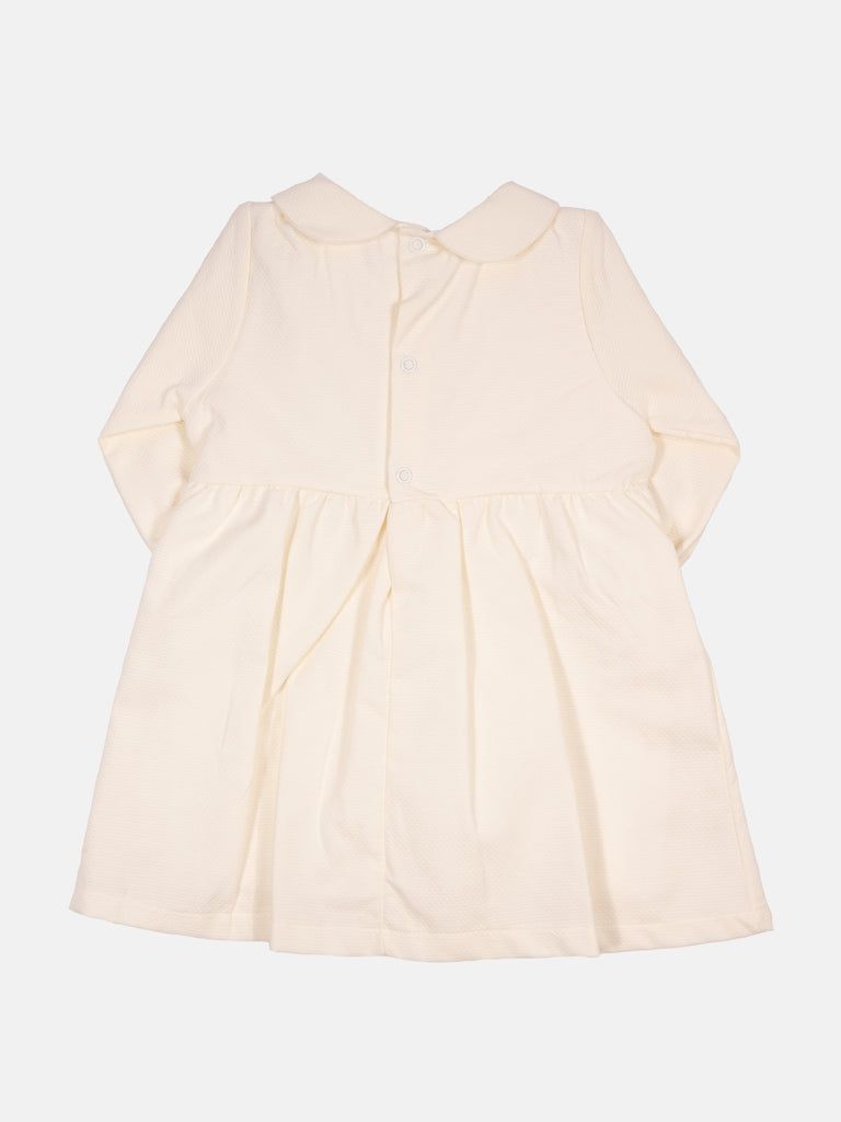 Baby Girl Julieta Classic Dress With Bow Long Sleeves - Cream