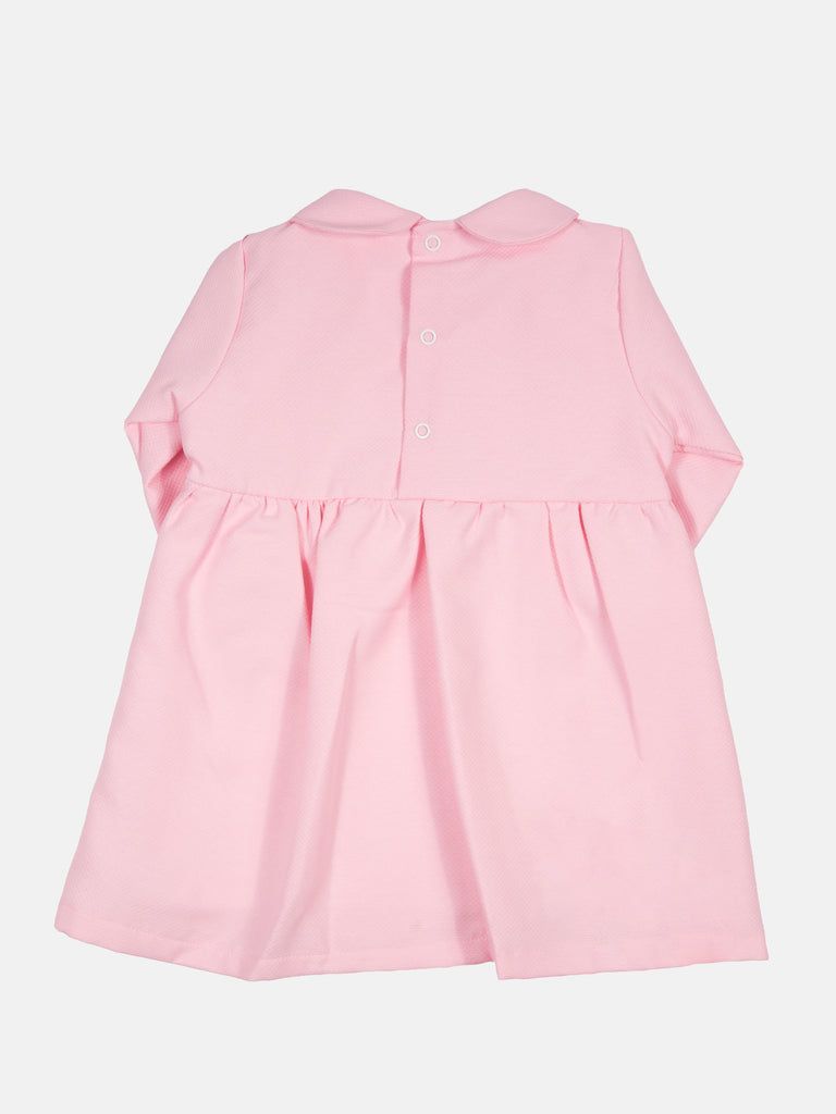 Baby Girl Julieta Classic Dress With Bow Long Sleeves - Pink