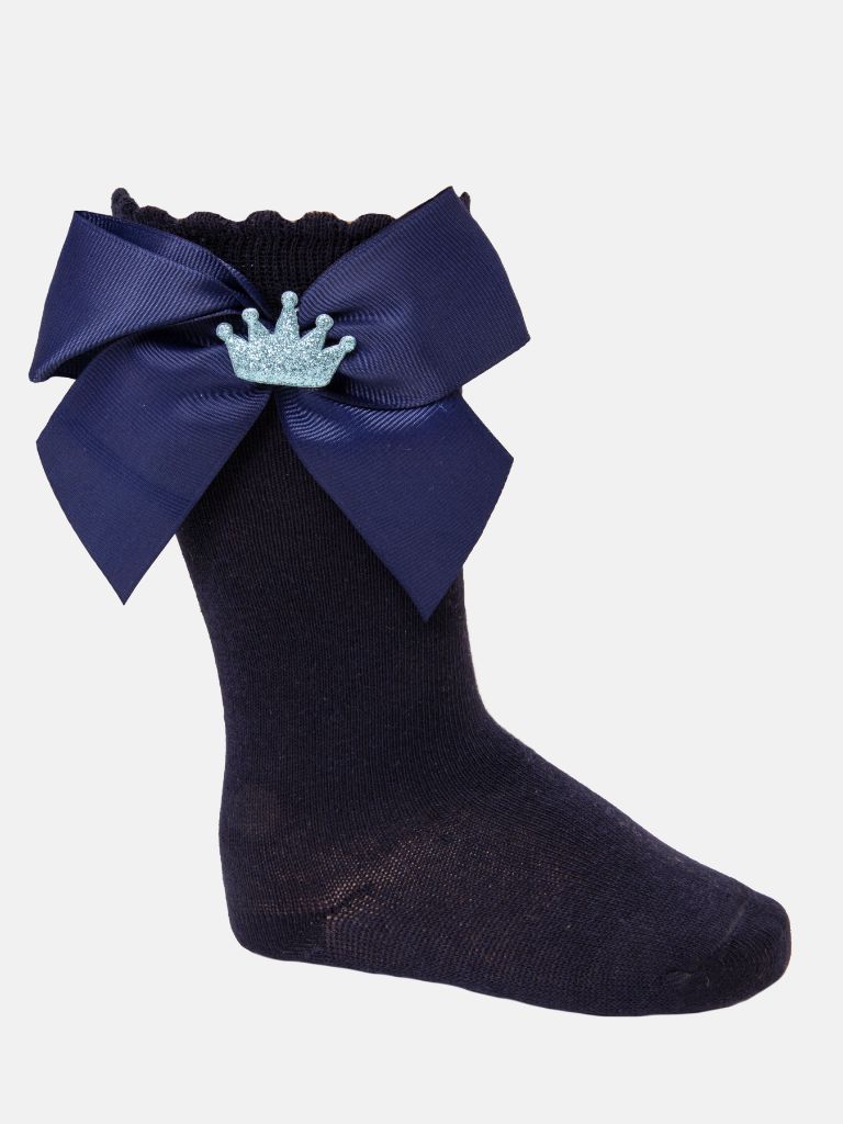 Baby Girl Julieta Classic Dress With Bow Long Sleeves - Navy Blue - Normal Fit
