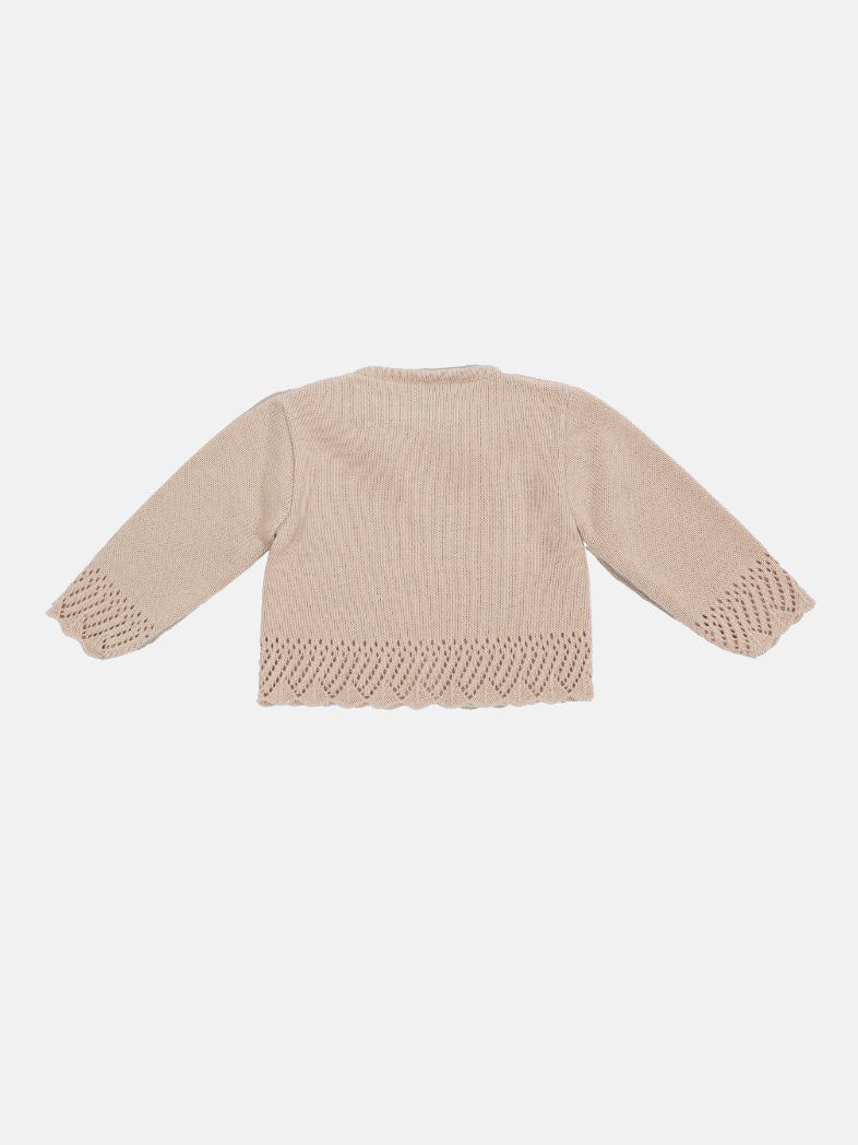 Baby Girl Cardigan with 2 Big Bows - Beige