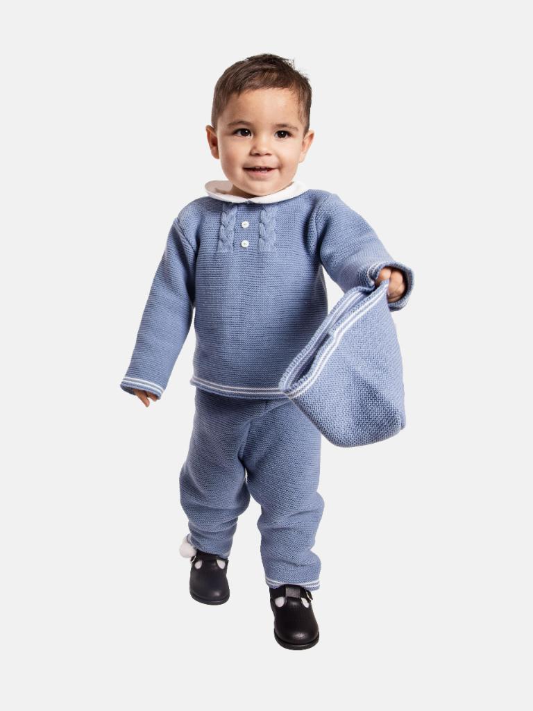 Baby Boy Jose Collection Knitted 3 piece set - Blue