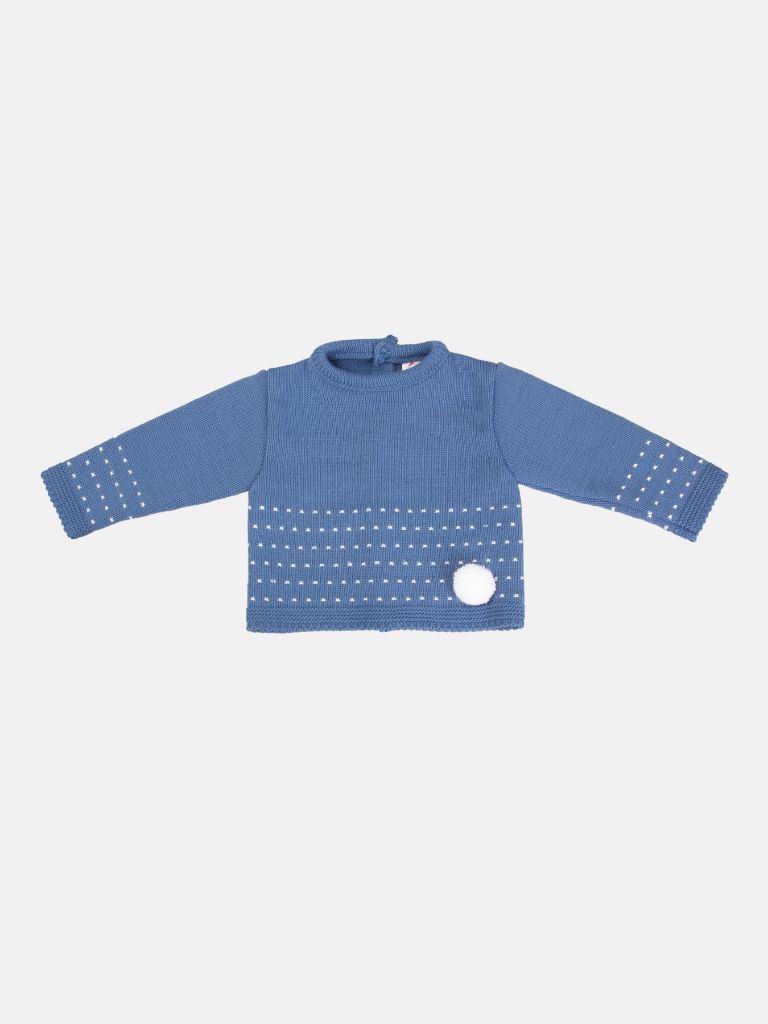 Baby Unisex 3-piece Dotted Line Knitted Gift Box Set - Blue