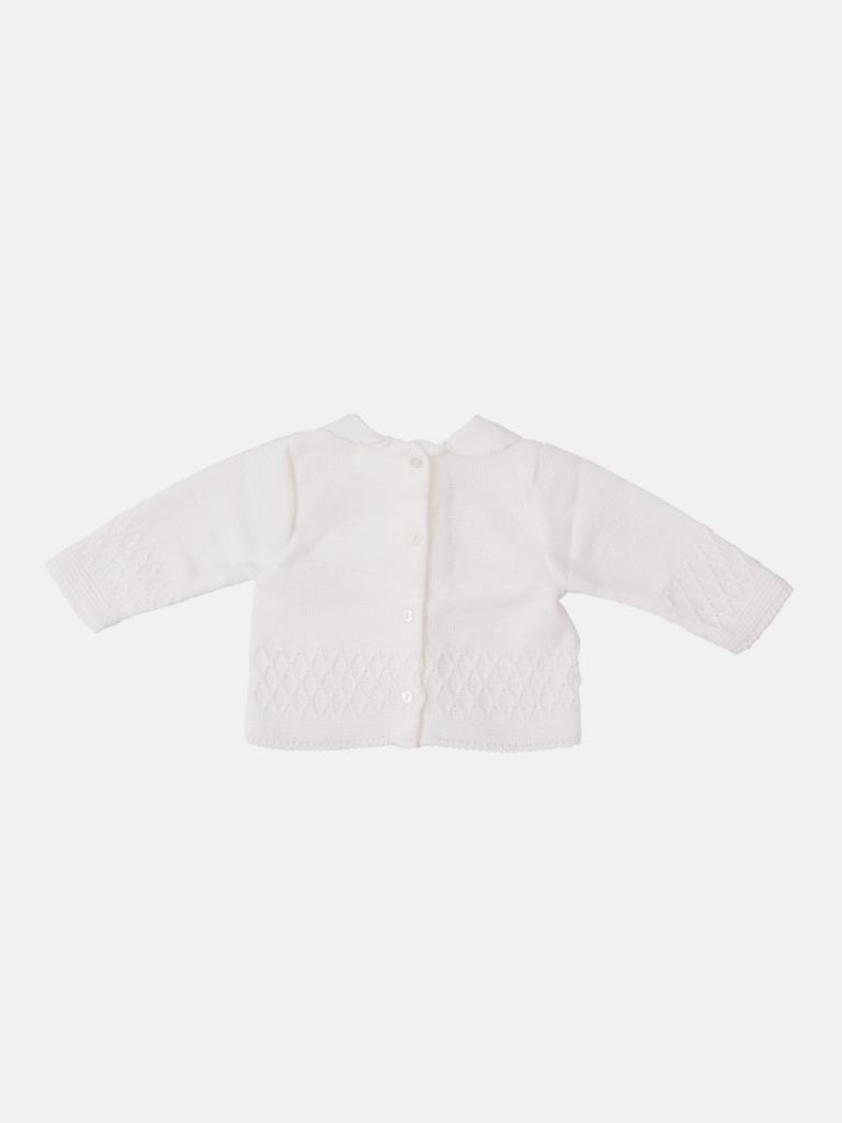 Baby Girl Sofia Collection Knitted 3 piece set with Satin Bow and Bonnet - White