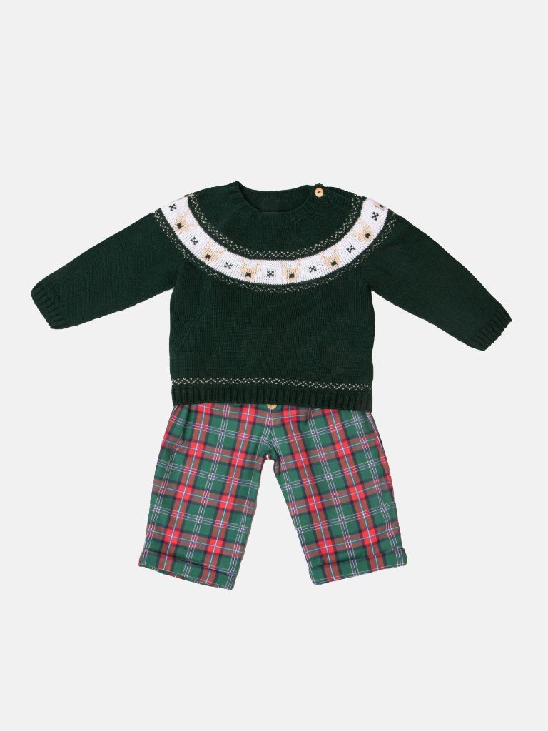 Baby Boy Rudolph Collection Knitted 2-piece Set-Green