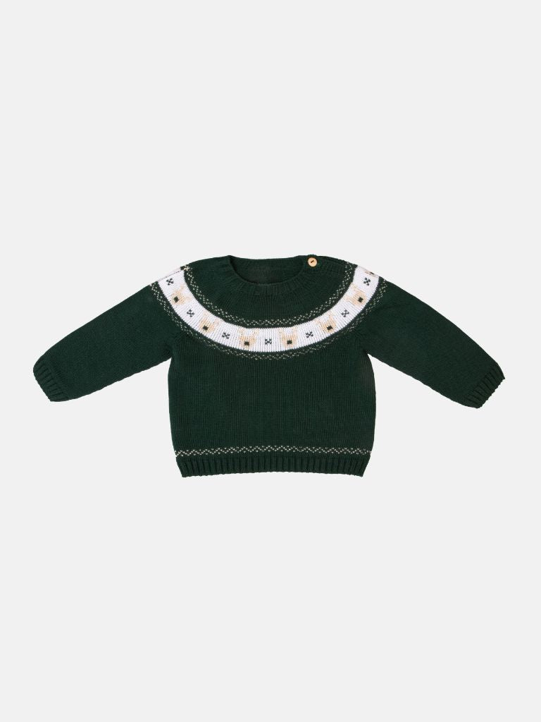 Baby Boy Rudolph Collection Knitted 2-piece Set - Green & Blue