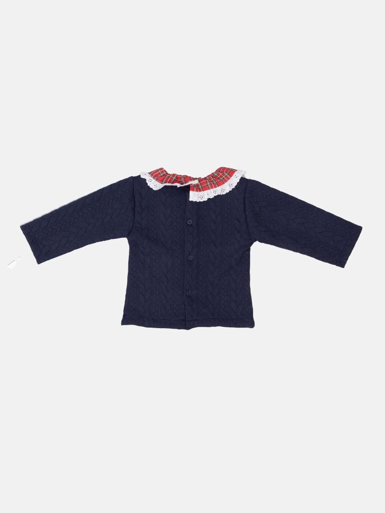 Baby Girl Holiday Angel Collection Frilly 2-piece Set - Navy Blue & Red