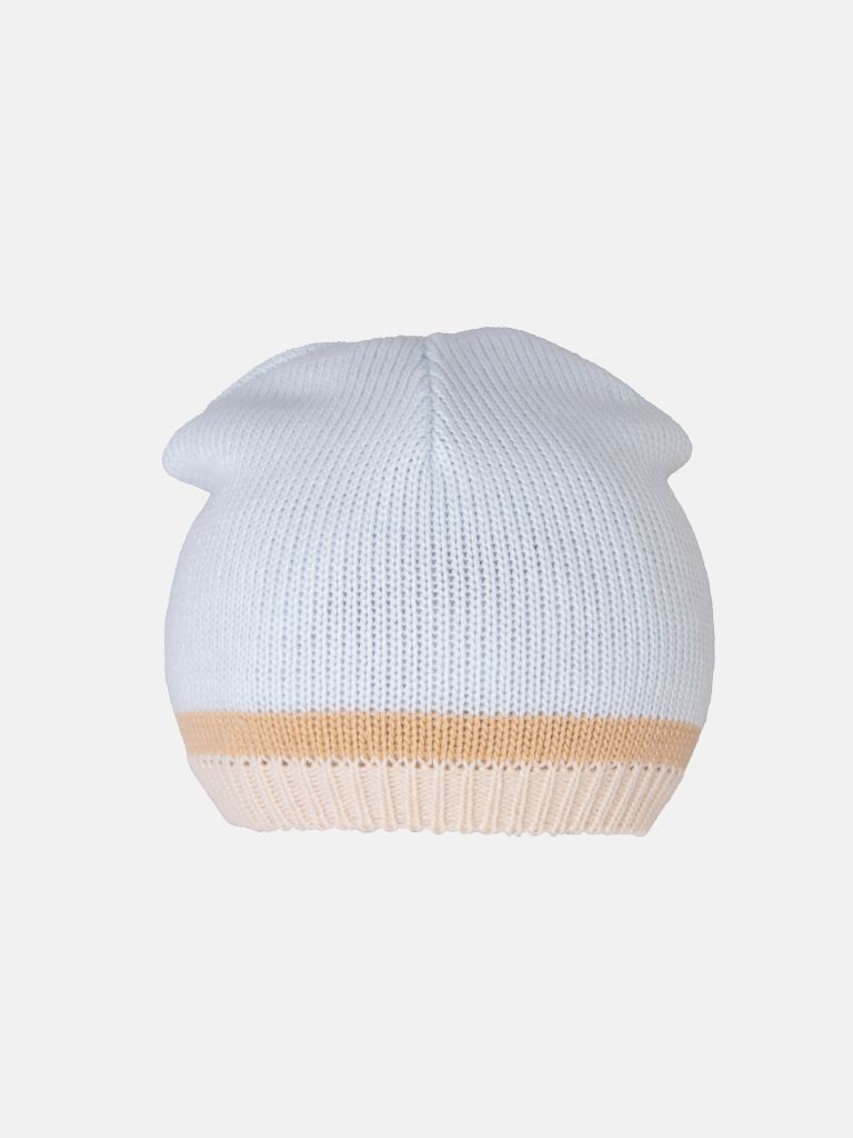 Baby Unisex 3-piece Striped Knitted Gift Box Set - Baby Blue & Beige
