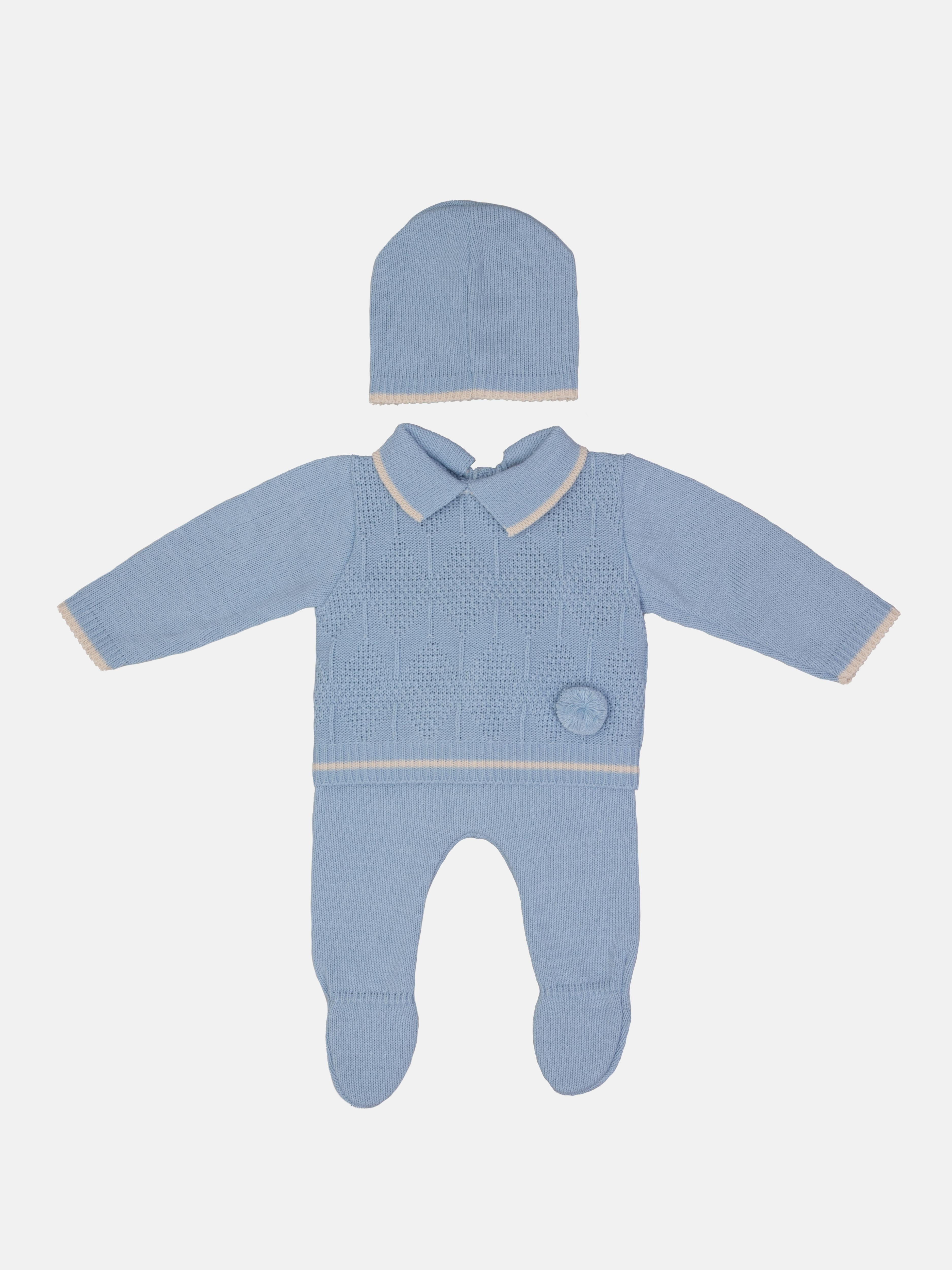 Baby Boy New Santiago Collection Knitted 3 piece set - Blue