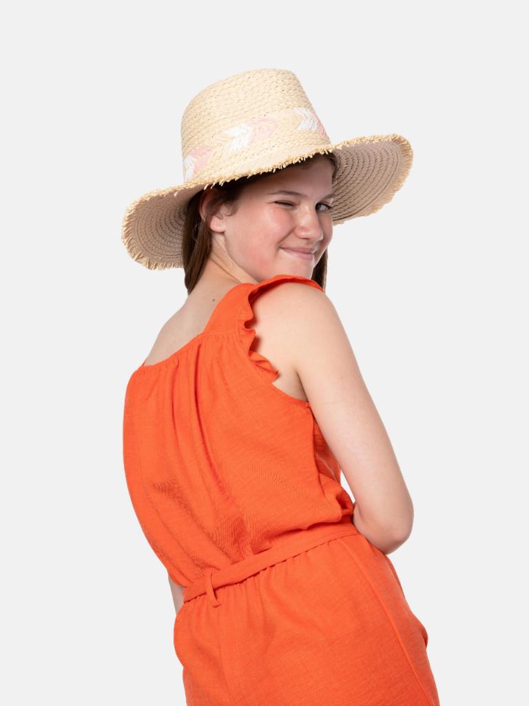 Junior Girl Stephanie French Collection Short Sleeves Summer Romper with Waistband and Ruffles - Orange