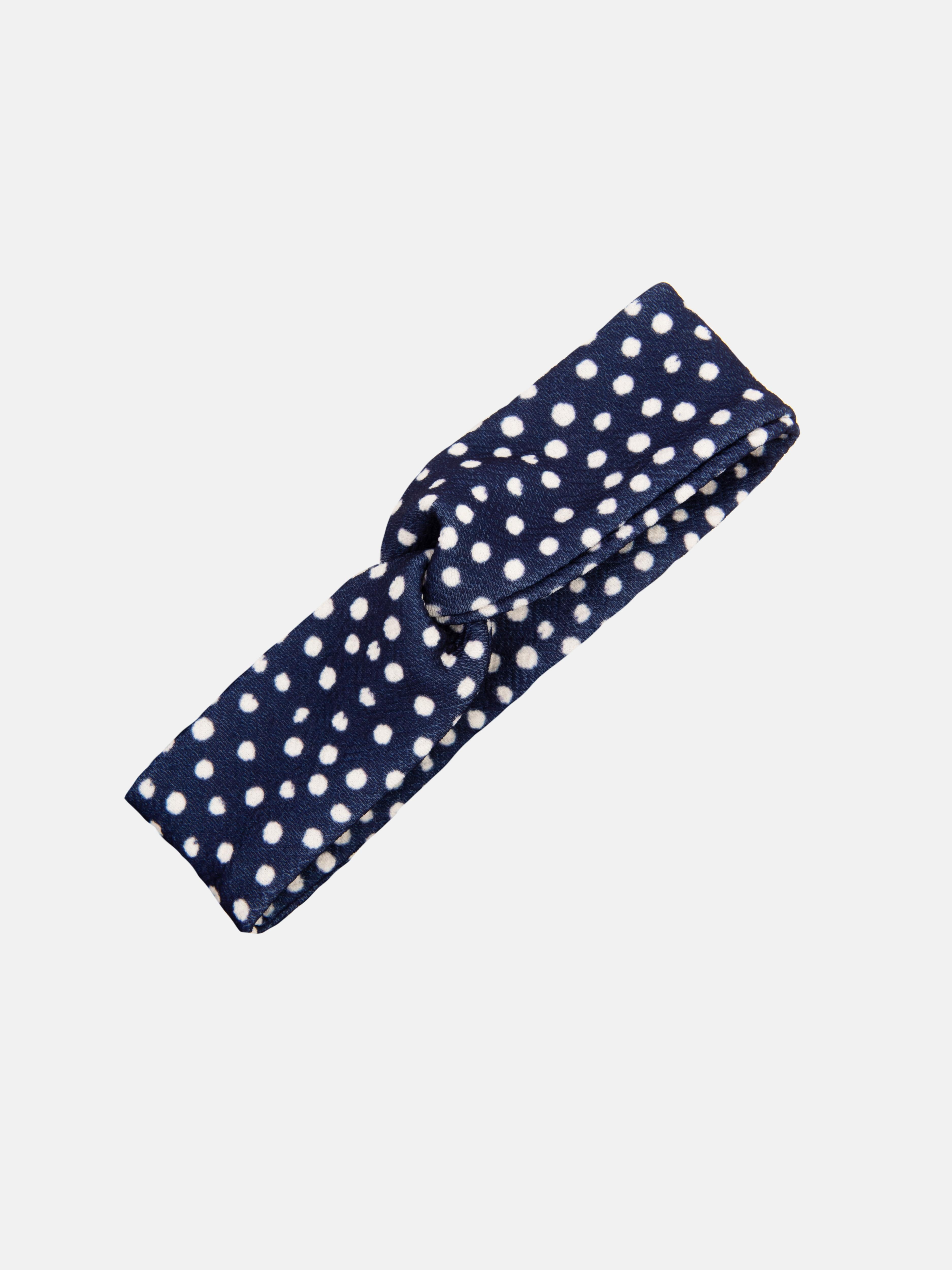 Baby Girl Kitty Cat French Collection 3-piece Polka Dot Top, Pants and Headband Set - Navy Blue