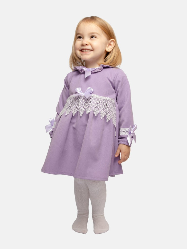 Baby Girl Adella Collection Spanish Dress with Bows - Purple